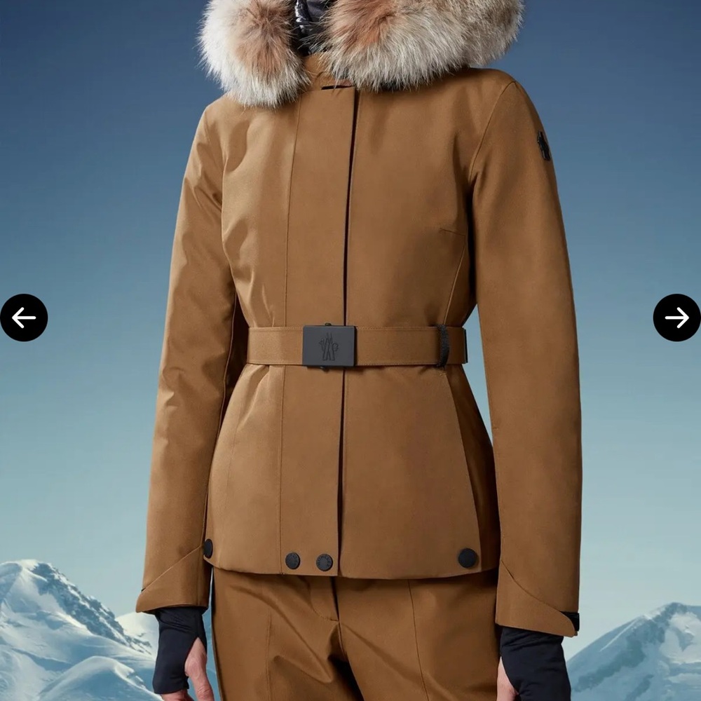 Moncler Laplance Tan Faux Fur-Trimmed Ski Jacket